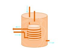 A typical solar thermal drainback tank with an internal heat exchanger