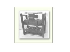 Safe battery racking indoors on solid metal shelves