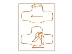 Schematic of a swing check valve, showing internal workings